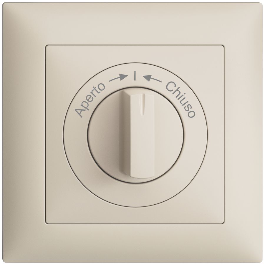 Frontset EDIZIOdue Aperto->I<-Chiuso crema 88×88mm für Schwenktaster