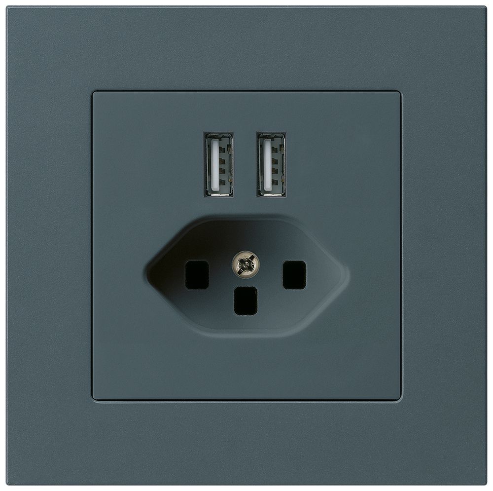 UP-Steckdose 2×USB & T23 kallysto.pro 2400mA anthrazit