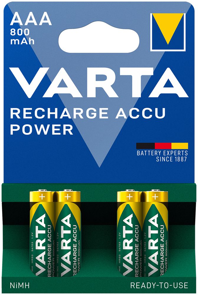 Accu VARTA Ready To Use NiMH HR03/AAA, 0.8Ah blister a 4 pezzi