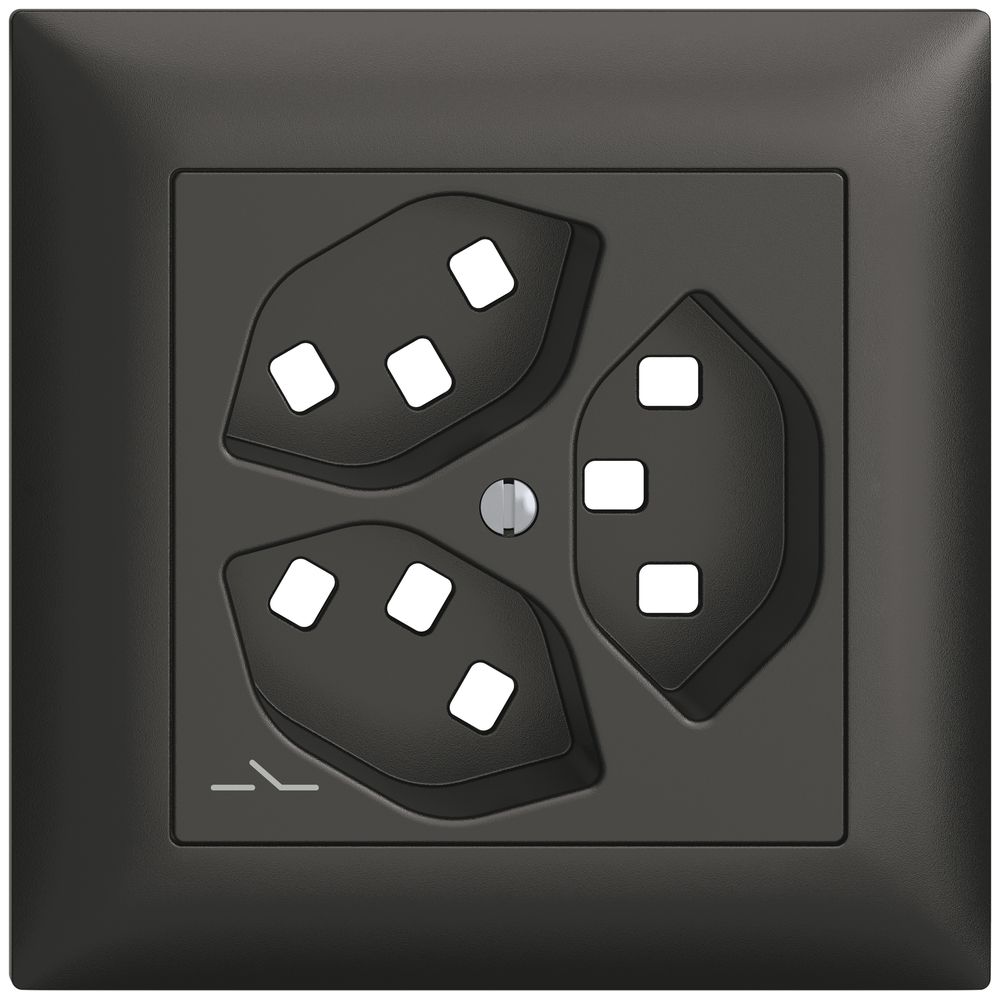 Kit montaggio INC Feller EDIZIOdue, per presa 3×T23 1×separato, nero