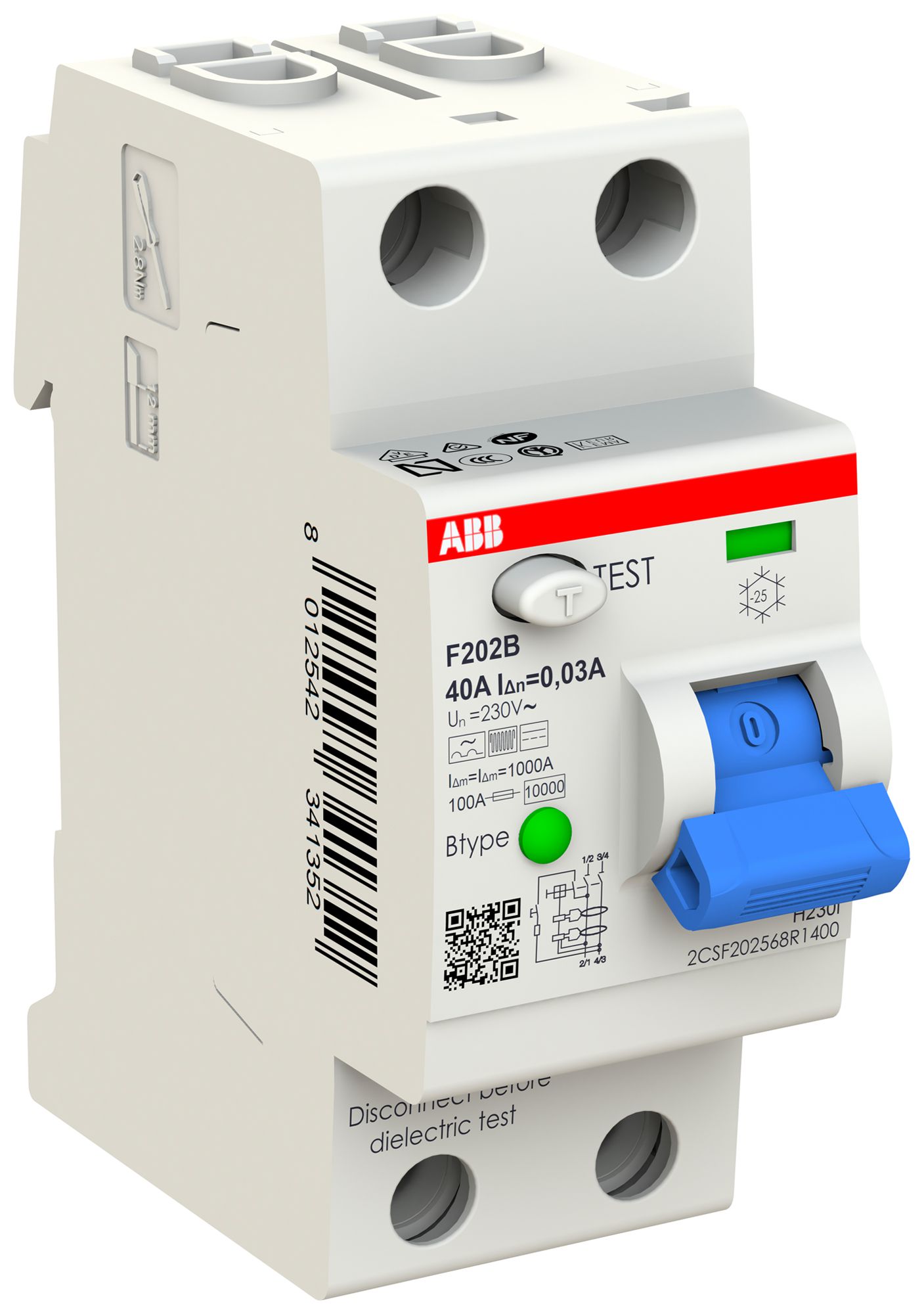 Interrupteur différentiel proM compact 1PN type B, 40A 30mA 2UM légèr.retardé