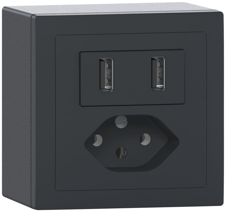 AP-USB Ladesteckdose mit T13 SIDUS 240V max.2400mA anthrazit