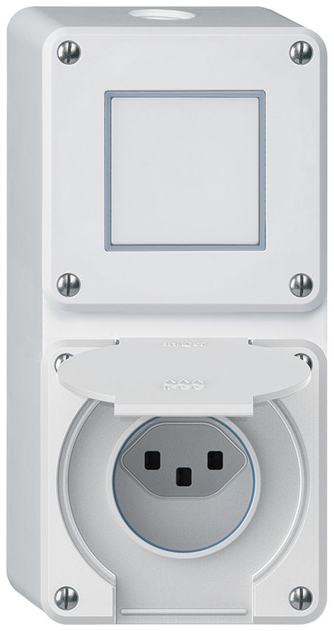 Combinaison AP robusto 2×1, interrupteur schéma 3/prise T23 IP55 blanc