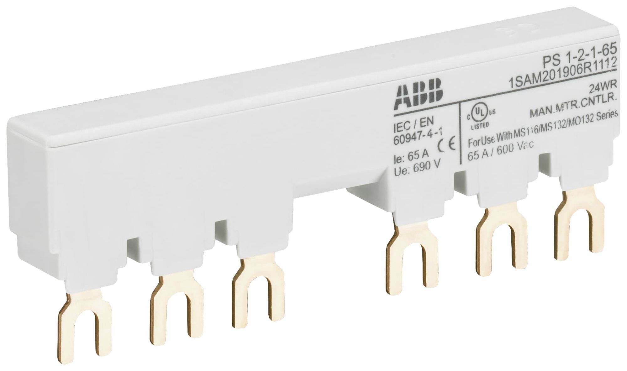 Kammschiene ABB PS1-2-1-65, für 2×MS116/MS132+0.5TE 3L 65A 95.5mm Schraub