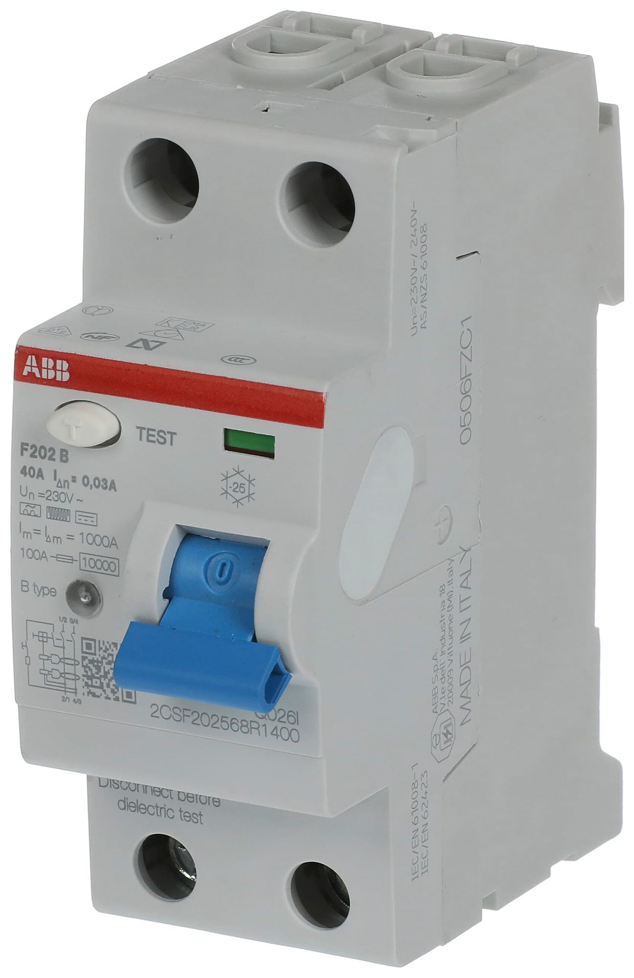 Interrupteur différentiel proM compact 1PN type B, 40A 30mA 2UM légèr.retardé