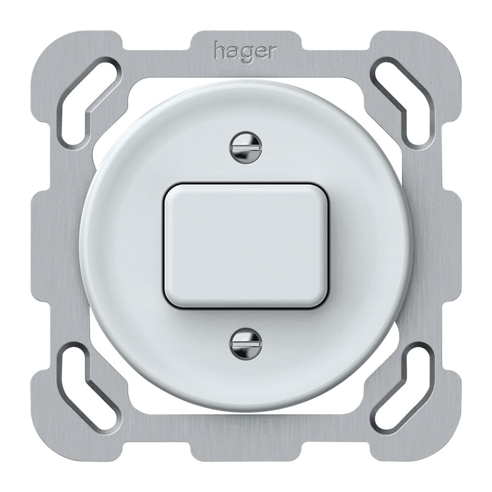 UP-Drucktaster Hager origin 1CO 10A 230V 77×77mm weiss