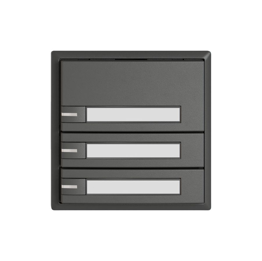 Poussoir universel EDIZIO.liv UNI SNAPFIX® 5…48V a.LED 3× comm.1T étiqu.grf