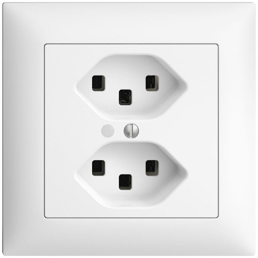 Prise ENC 2×T23 16A avec LED vert, EDIZIOdue blanc, avec bornes enf.