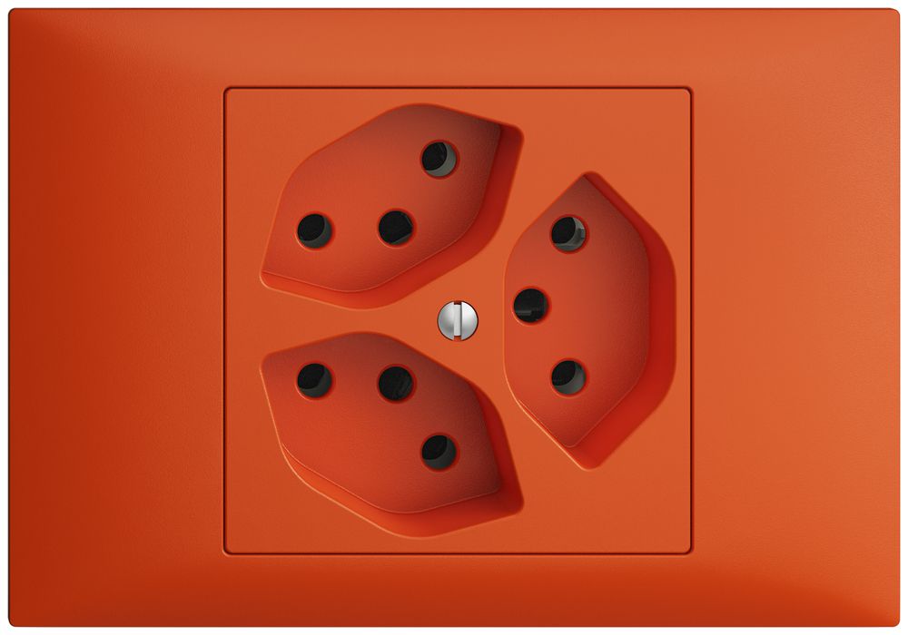 EB-Steckdose EDIZIOdue 3×T13 orange