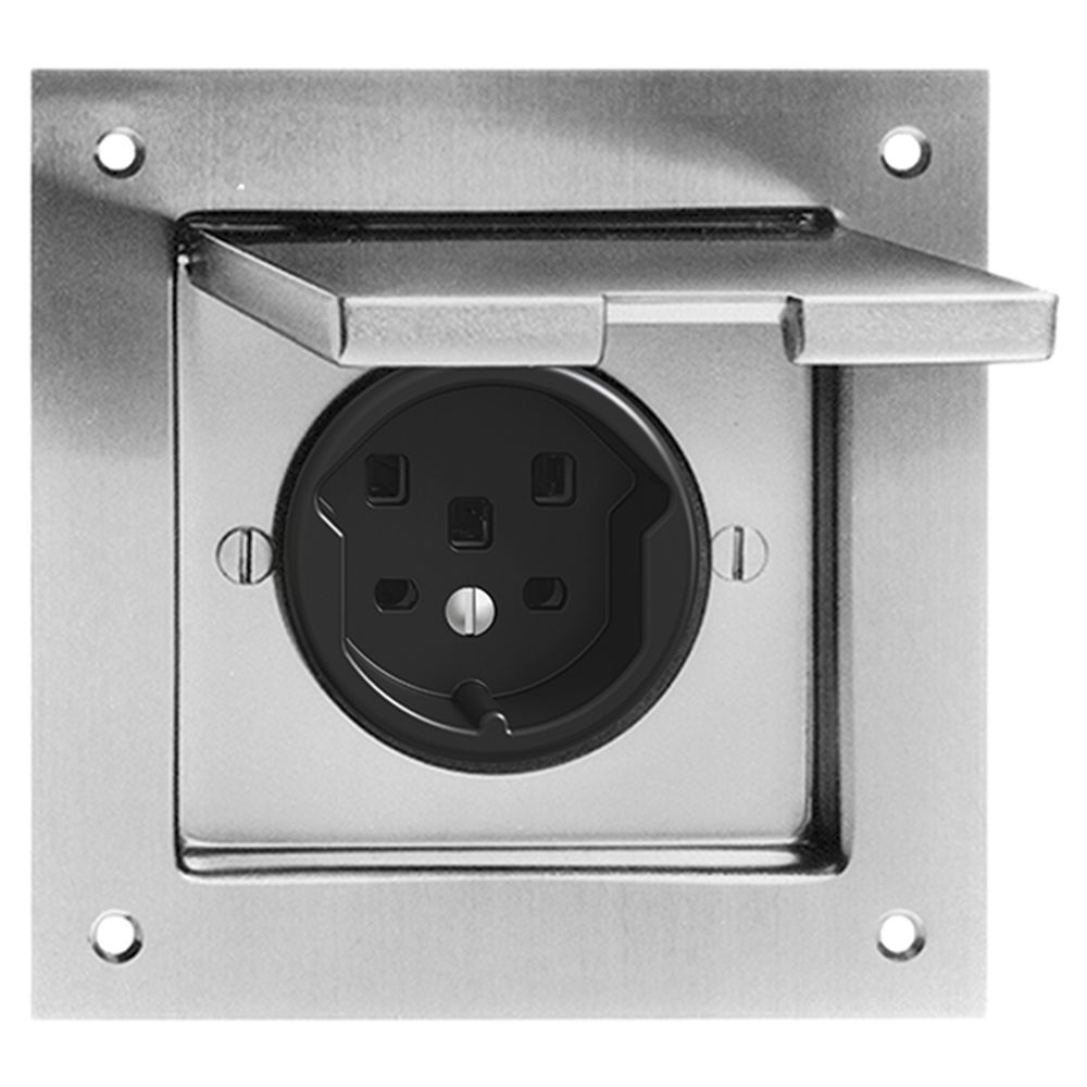 EB-Steckdose T25 Gr.II schwarz/Messing vernickelt Steckklemmen