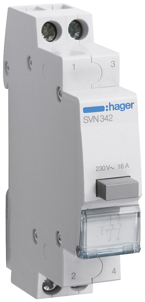 REG-Druckschalter Hager 16A 230V 0 Schliesser 2 Öffner 1 Wechsler