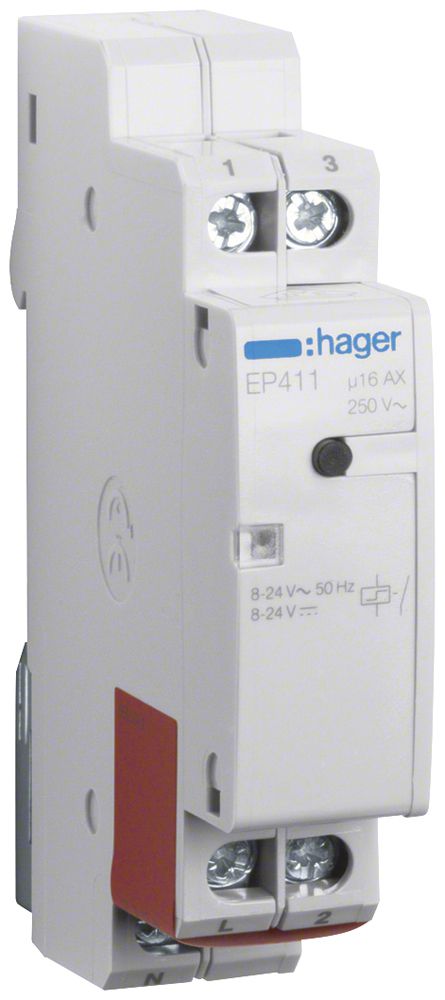 REG-Schrittschalter Hager 1TE 8…24VAC/DC 1500W 0 Öffner 1 Schliesser 0 Wechsler