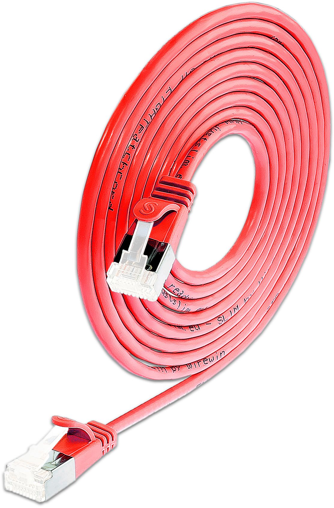 SLIM Patchkabel: 10cm, rot, 50-Pack Cat.6A, U/FTP, LSOH, Klinke unbrechbar