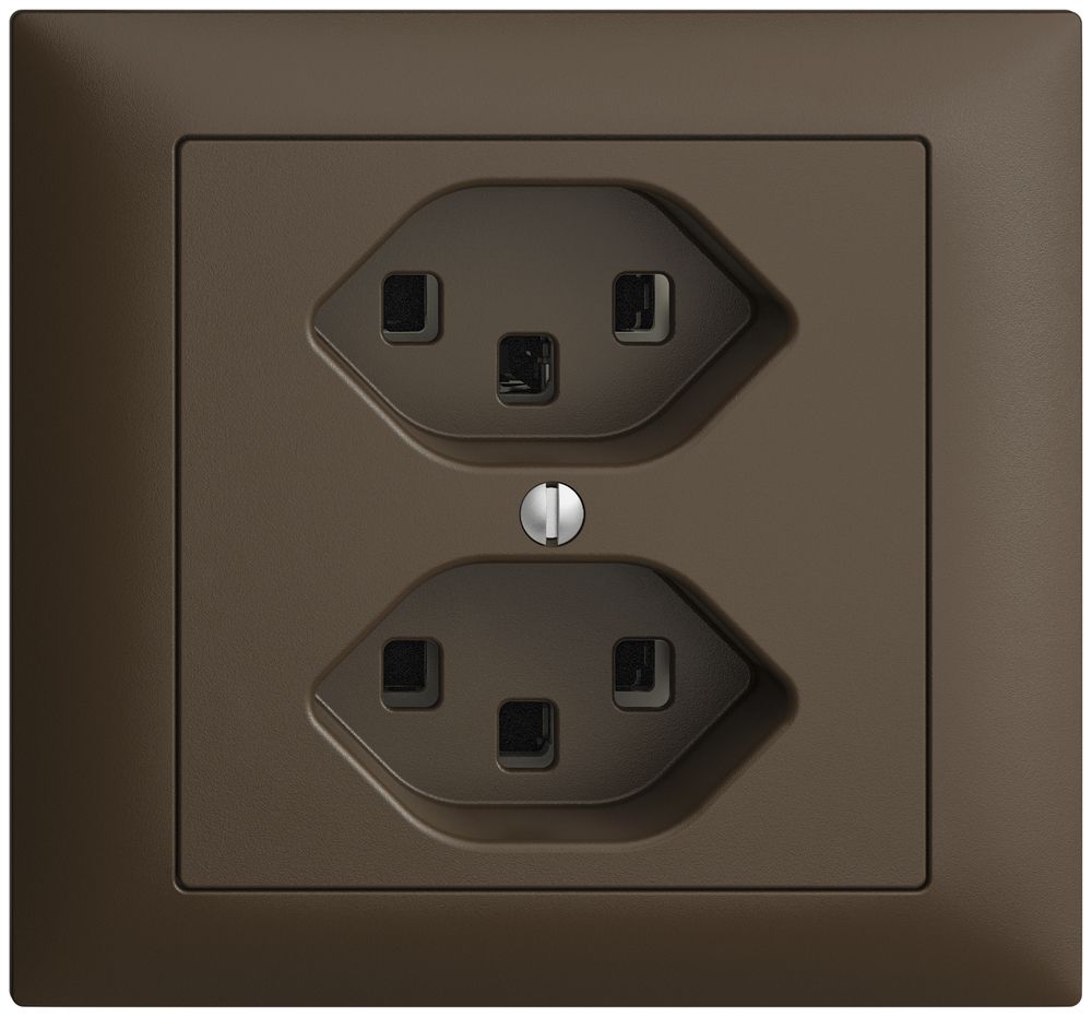 EB-Steckdose 2×T23 16A EDIZIOdue coffee, mit Steckklemmen