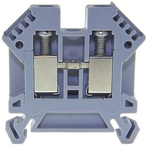 Borne de passage joignable Woertz 0.5…6mm² 41A 1000V vis 2×1 rail DIN 35mm gris