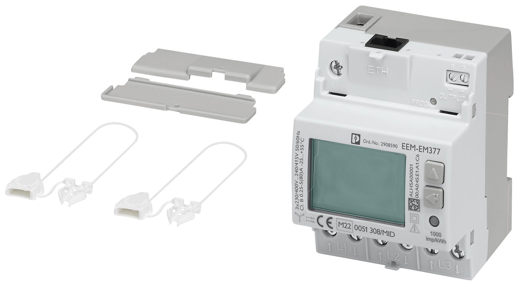 Compteur électrique triphasé PX EEM-EM377 500V/80A sortie S0 et Ethernet