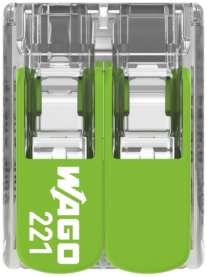 Borne de connexion WAGO Green Range 2L 0.5…6mm² avec levier vt transparent
