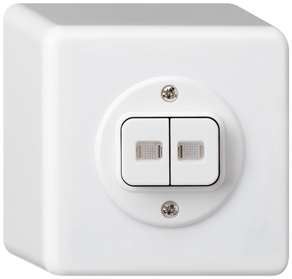 Pulsante luminoso AP basico 2×AR/1L bianco