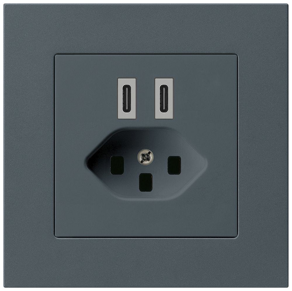 UP-USB-Ladesteckdose Hager kallysto.pro C-C 20W+T23 5V 94×94mm anthrazit