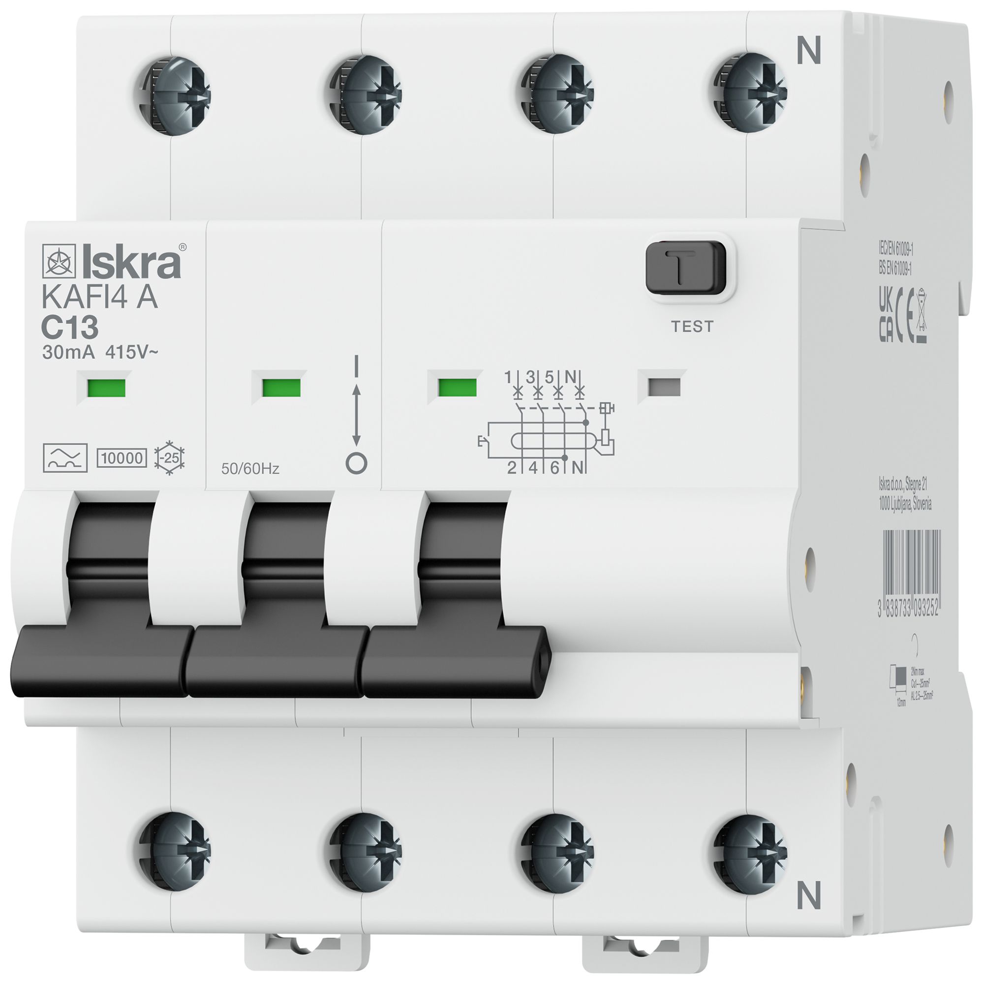 Disgiuntore differenziale ISKRA KAFI4 4P caratteristica C 13A 0.03A tipo A 4UM