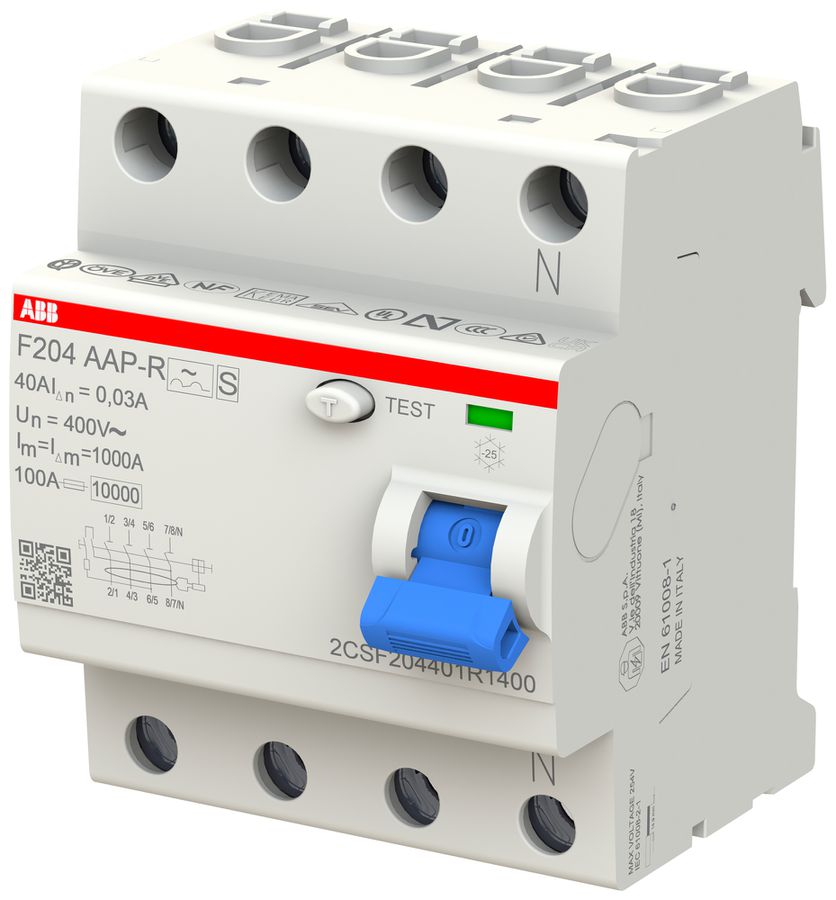 Interruttore differenziale ABB 30mA 40A 3P+N F204A-40/0.03 AP-R