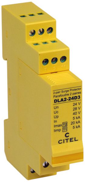 Parasurtenseur AMD Flury DLA2 20kA 24VDC, 2×2 fils 0.4…1.5mm²