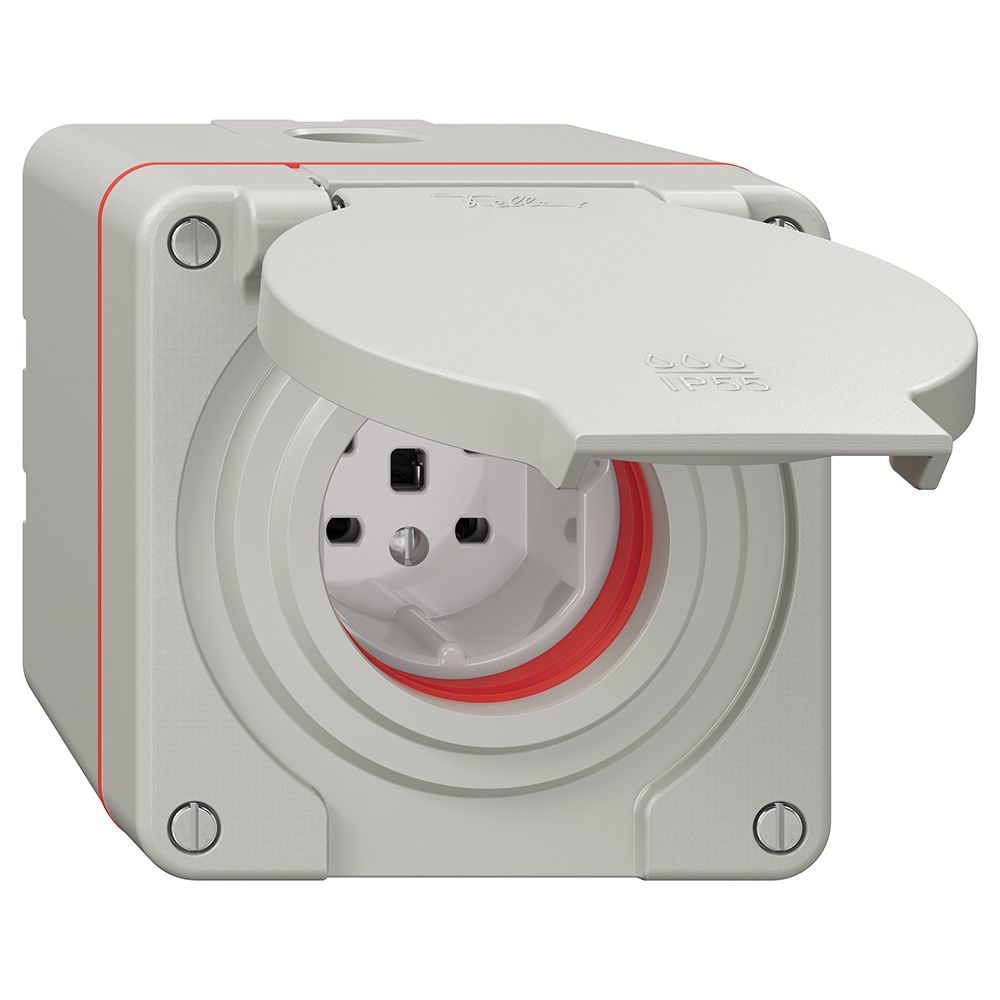 Prise NAP NEVO, 1×T25, IP55 d'après SN 441011, a.joint rouge, gris clair