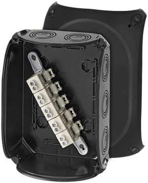 Boîte de dérivation AP Hensel KF B avec bornes 5×10mm² noir