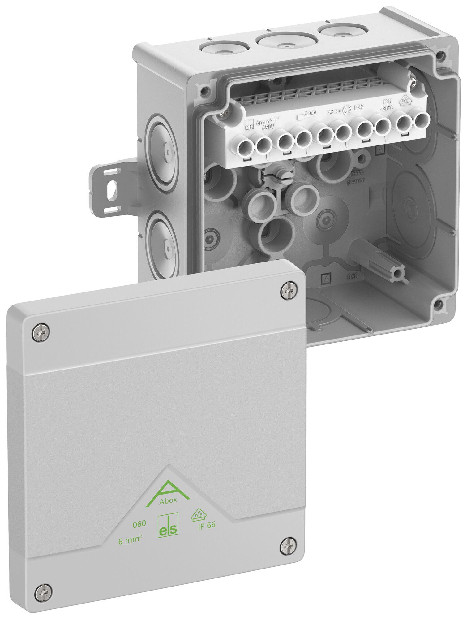 Boîte de dérivation AP Spelsberg Abox 060 AB-6² 127×127×70mm IP66 gr