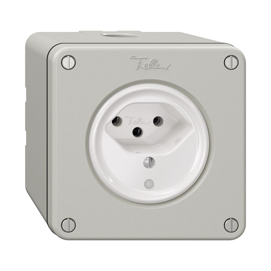 NAPU-Steckdose NEVO, 1×T13, m.LED, lichtgrau