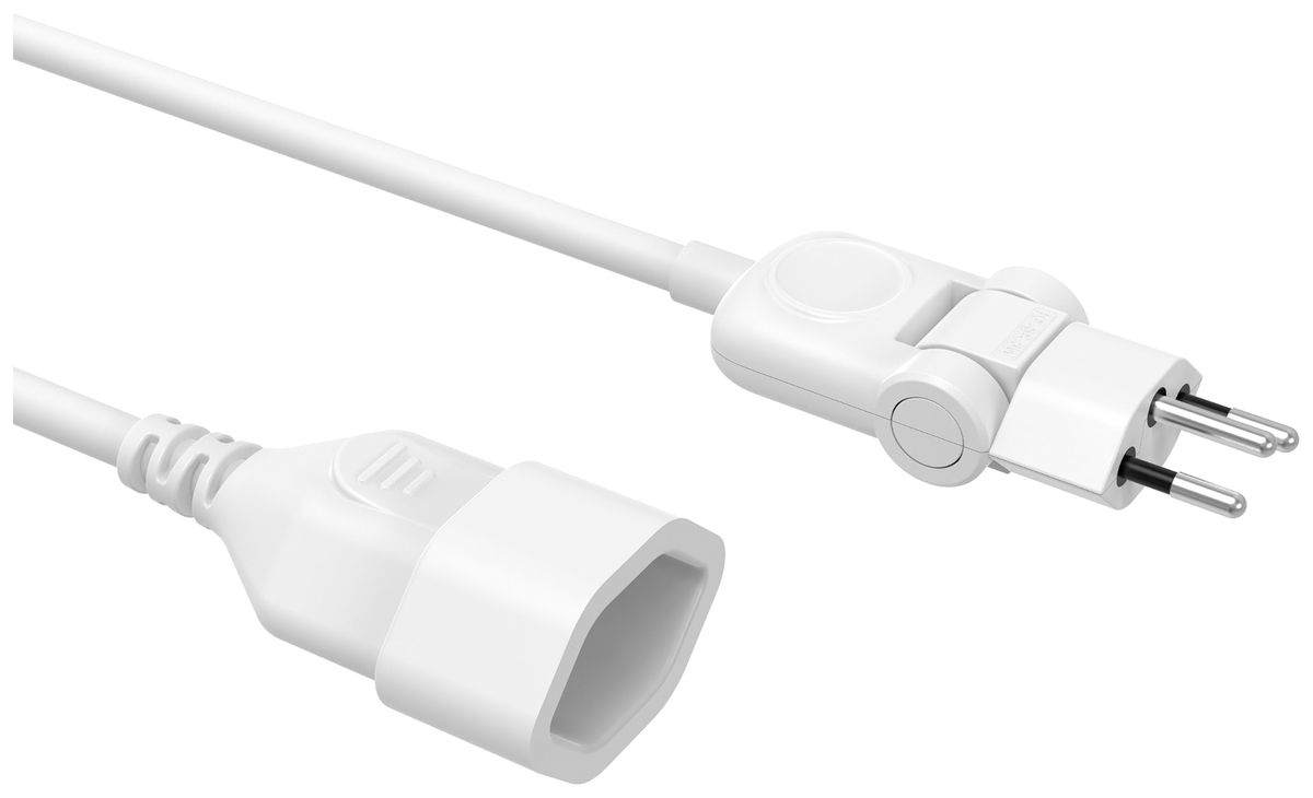 Câble de rallonge MOVE PVC 10A 230V 3×1mm² fiche T12 douille T13 5m blanc