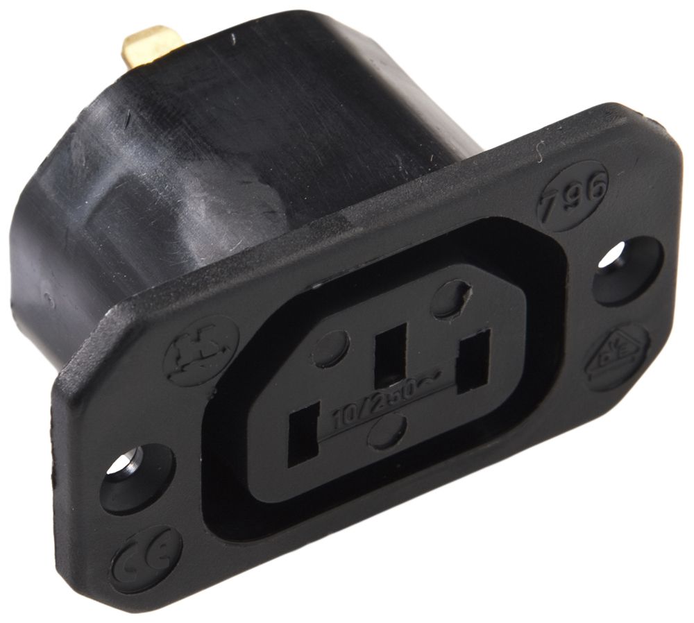 Prise d'appareils INC type C13 (F) ELBRO 10A 230VAC max.70°C 6.3mm noir IP20