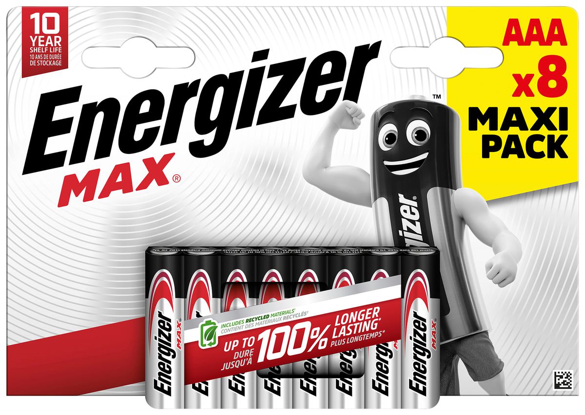 Pila alcalina Energizer Max AAA LR03 1.5V 8 pezzi