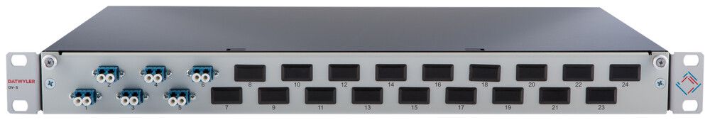 Spleissbox 19" Dätwyler 1HE 6×LCD/PC 12×FP 2m, blau