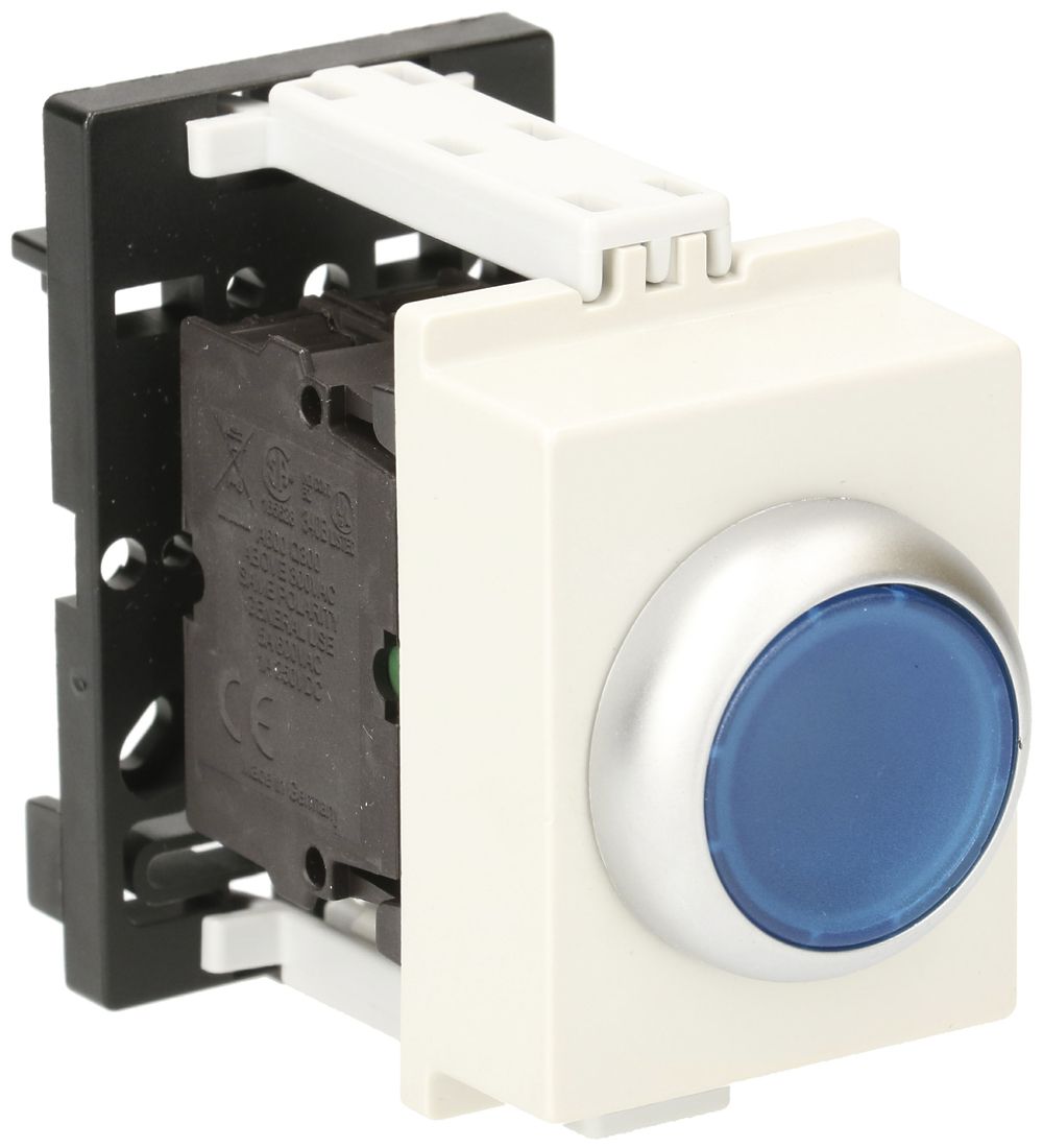 REG-Leuchttaster K&N, 230VAC, 1S 6A, 2TE, Kalotte blau