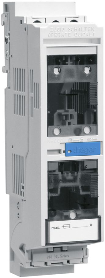 Coupe-circuit sectionneur HPC Hager DIN000 690VAC 100A rail DIN sortie haut/bas