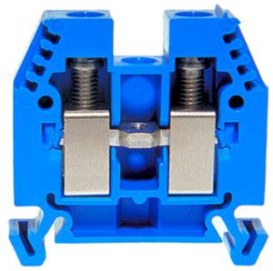 Durchgangs-Reihenklemme Woertz Ex 6…16mm² 76A 1000V Schraubanschluss 2×1 TH35 bl