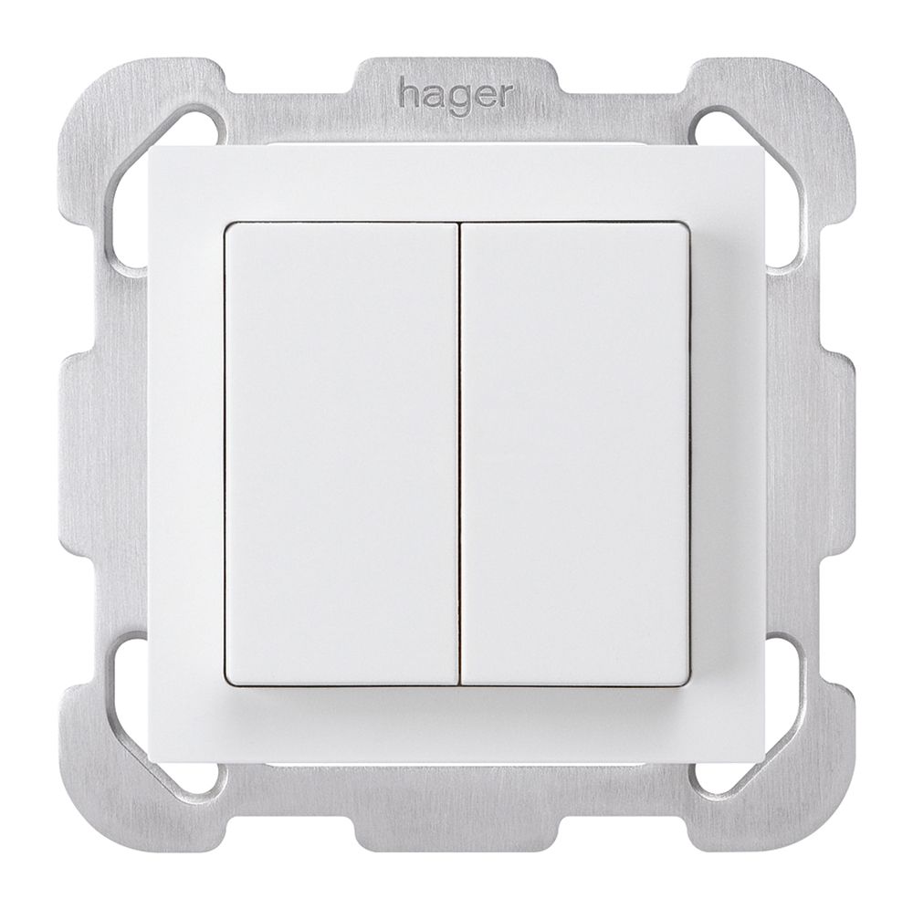 Poussoir ENC kallysto 2×A-R/1P blanc avec plaque de fixation