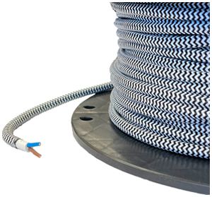 Câble textile Elektrogros 2×0.75mm² blanc/noir rouleau à 50m