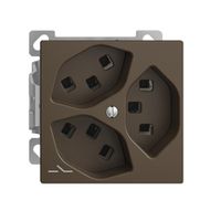 AP-Steckdose 3×T23 Feller EDIZIOdue FXCO54, 1×getrennt, Steckklemmen, coffee