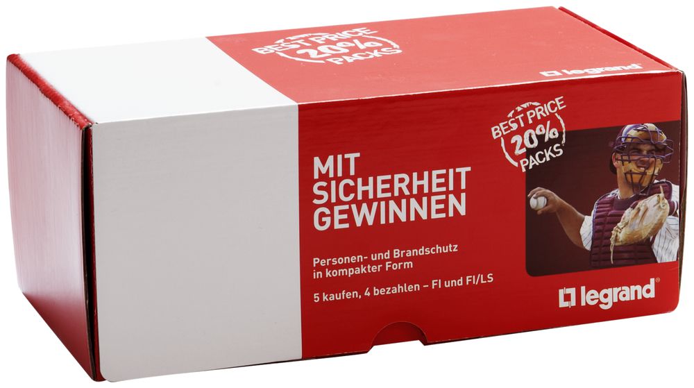 FI/LS-Schalter Legrand C 4L 20A 6000A 30mA Typ A, 1 Packung= 5 Stk