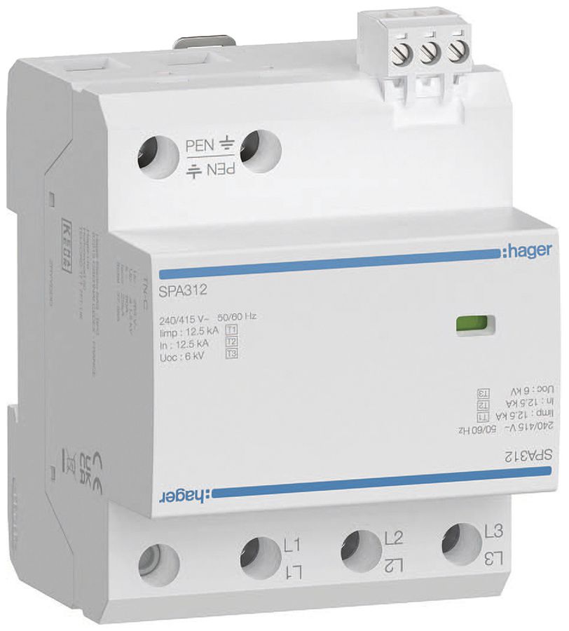 Kombiableiter Hager SPA312 3P 12.5kA 3 TE