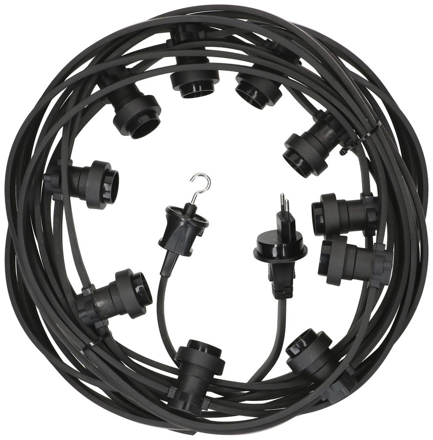 Guirlande d'illumination MH 11.5m avec 10 douilles E27 IP55 noir