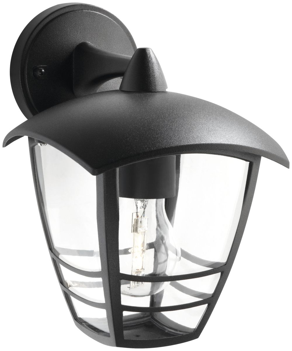 Wandarmleuchte Creek unten 60W E27 IP44 schwarz