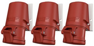 AP-Steckdose-Set CEE Mennekes 3LNPE 32A rot 3 Stück