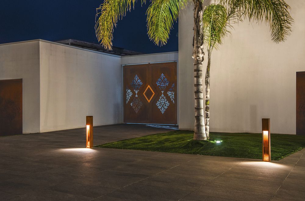 LED-Standleuchte SLV RUSTY 80 SLOT, 8.6W 430lm 3000K IP55 Eisen gerostet