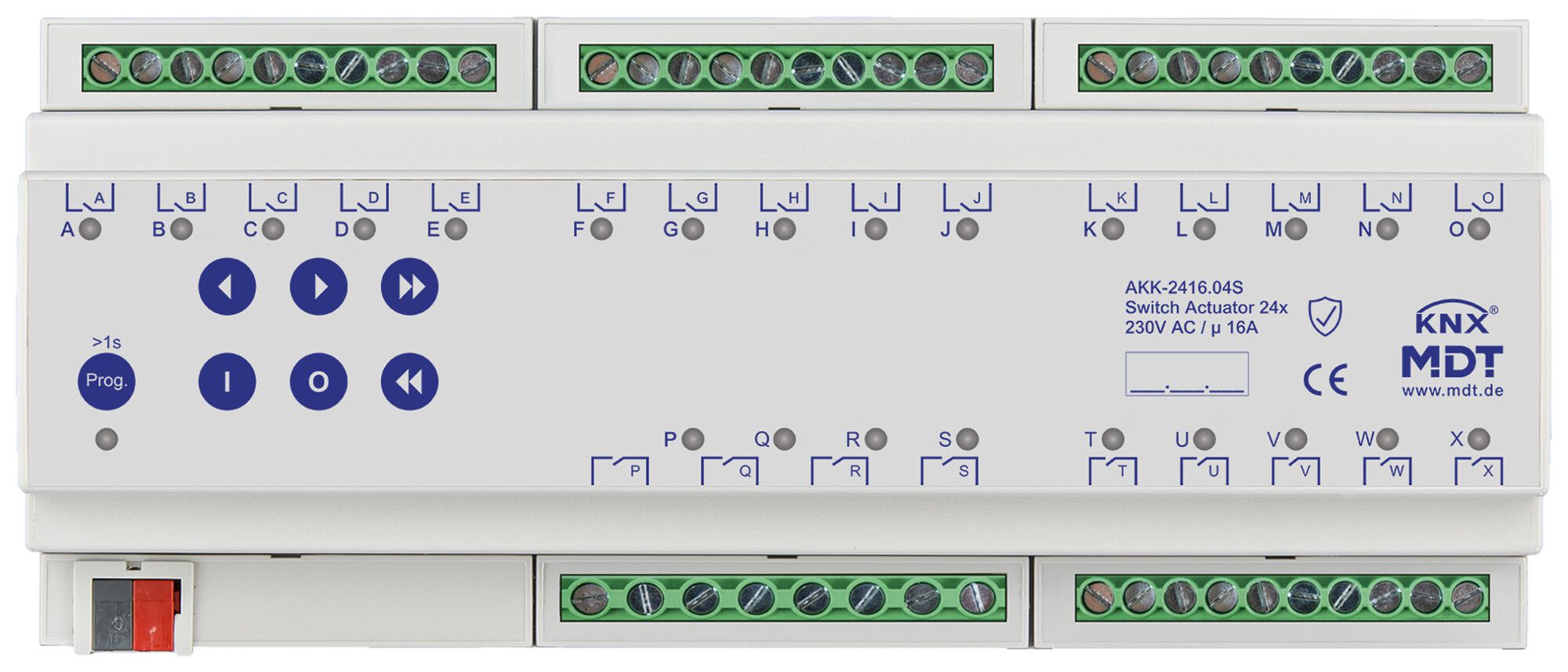 REG-Schaltaktor KNX MDT AKK-2416.04S 24-Kan 16A 230VAC 12TE