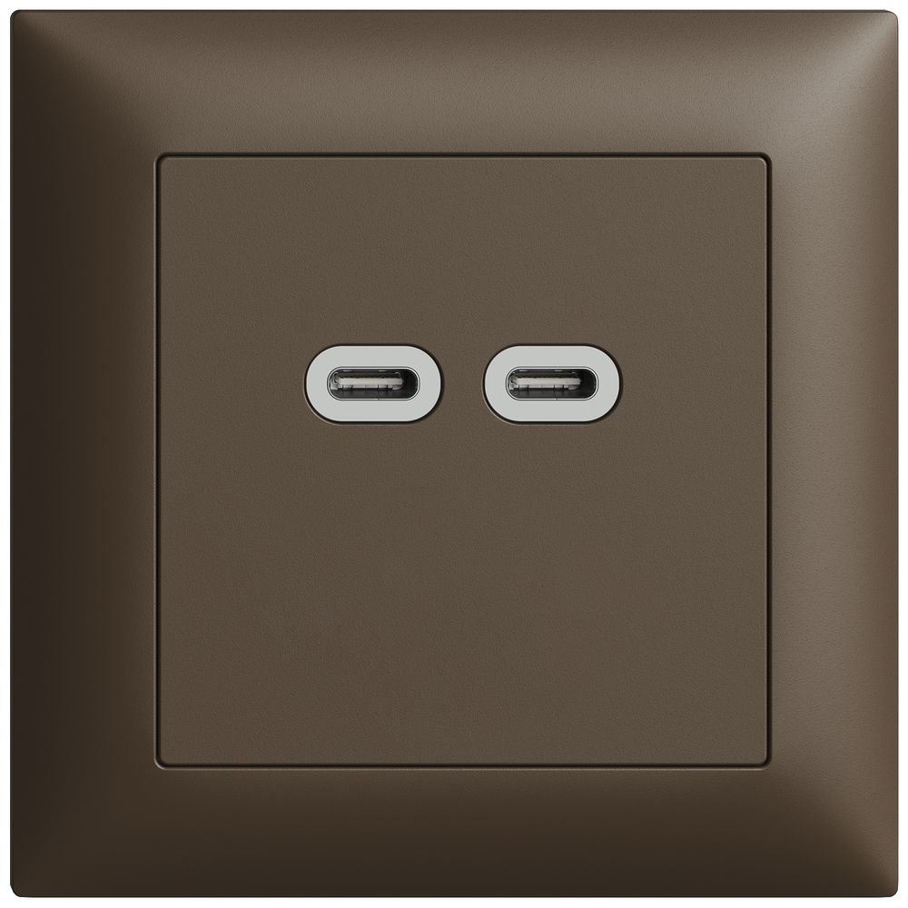 Prise ENC USB 18W 2×type C Feller EDIZIOdue FMI 230V 3600mA coffee