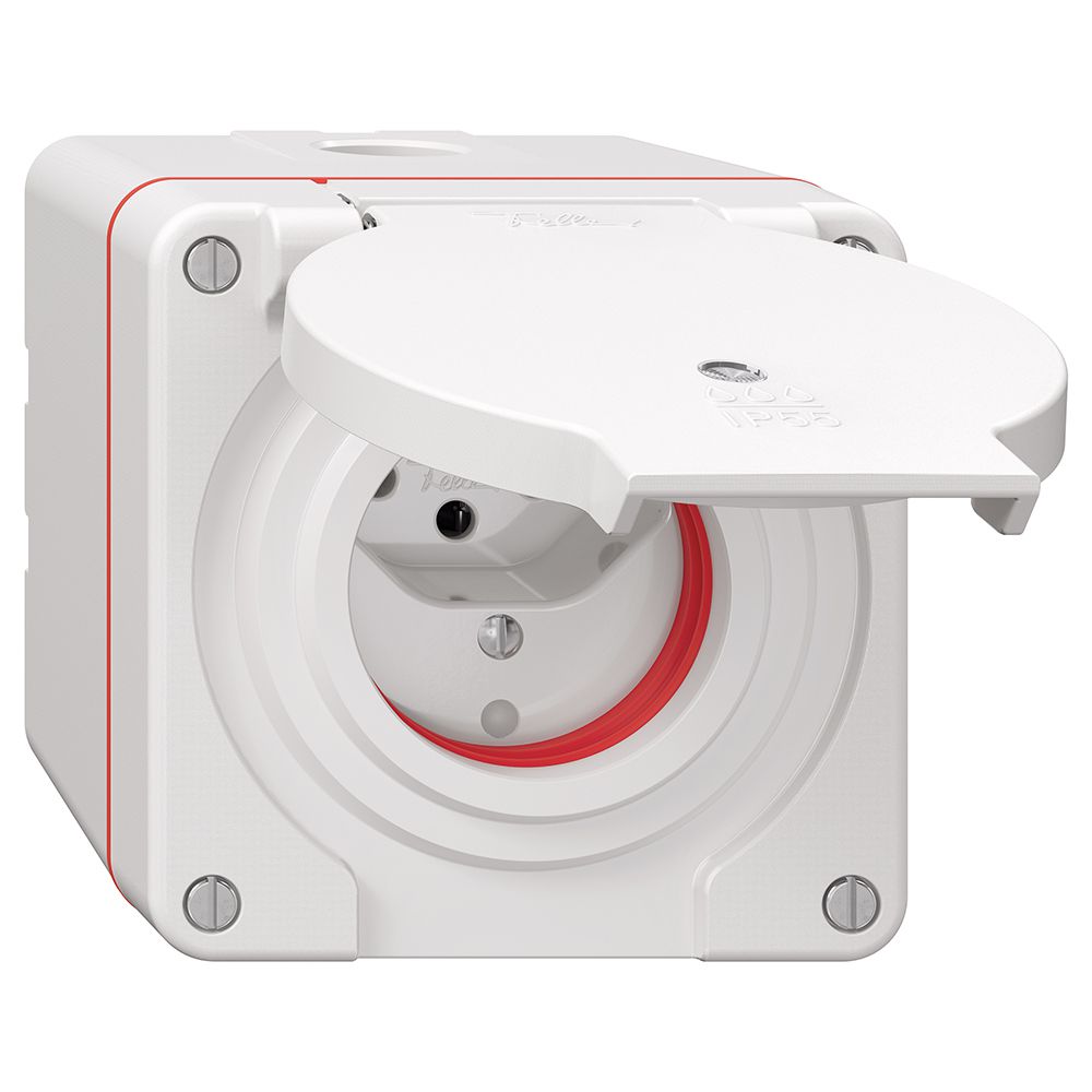 Prise NAP NEVO, 1×T13, IP55 d'après SN 441011, a.joint rouge, a.LED, blanc