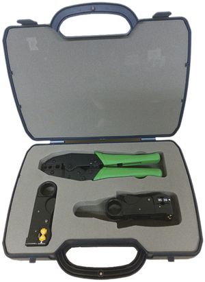 Jeu d'outils à dénuder et à sertir pour RG+Twinax